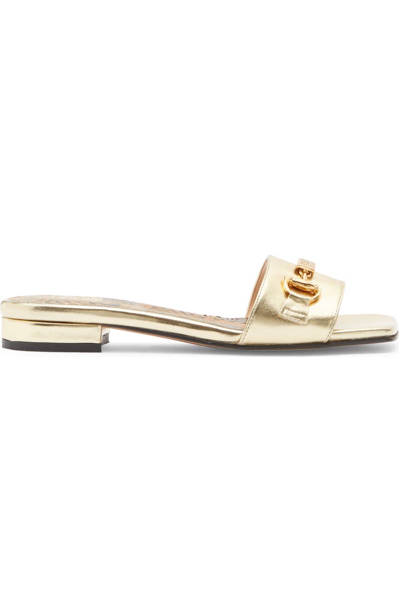 Roberto Cavalli Flat Slide Sandal, Alternate, color, Gold
