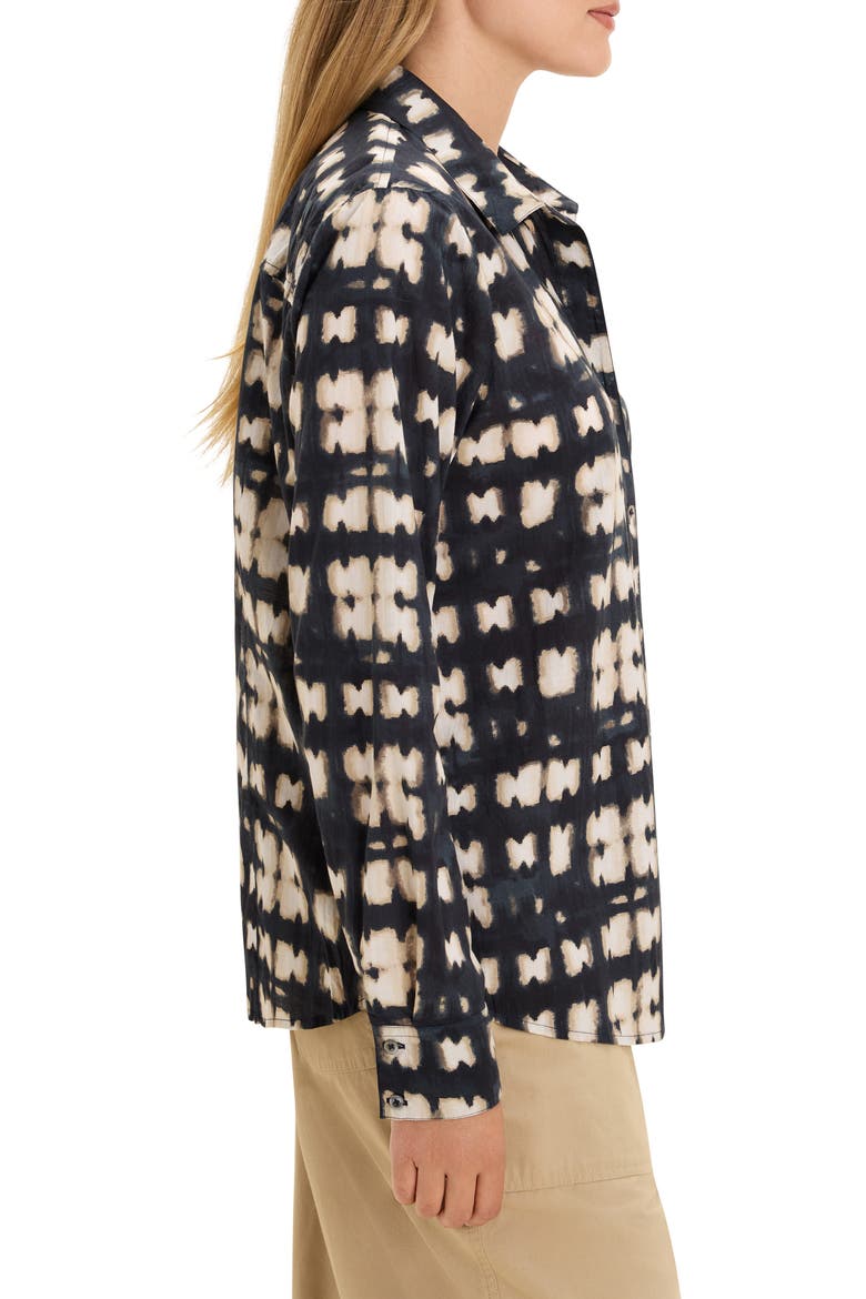 Shibori Cotton Shirt, Alternate, color, INDIGO MULTI
