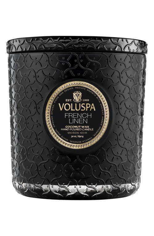 Voluspa French Linen Boxed Luxe Candle In Black