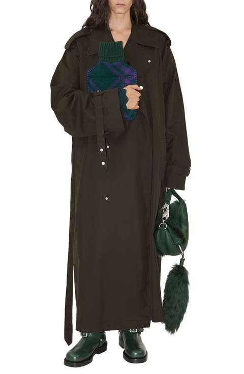 Kennington Oversize Water Resistant Trench Coat with Removable Faux Fur Trim