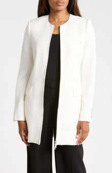 Tailored Long Sleeve Zip Front Blazer Minidress