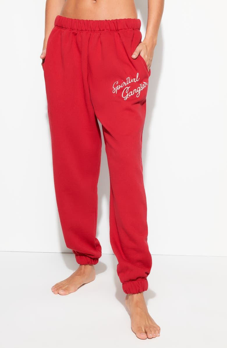 Spiritual Gangster Insignia Portia Cotton Sweatpants, Alternate, color, Red Heart