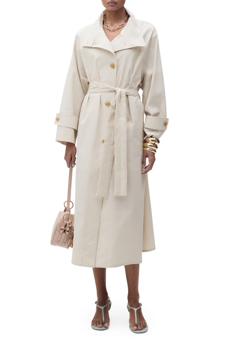 Overszie Stretch Cotton Trench Coat, Main, color, LIGHT/ PASTEL GREY