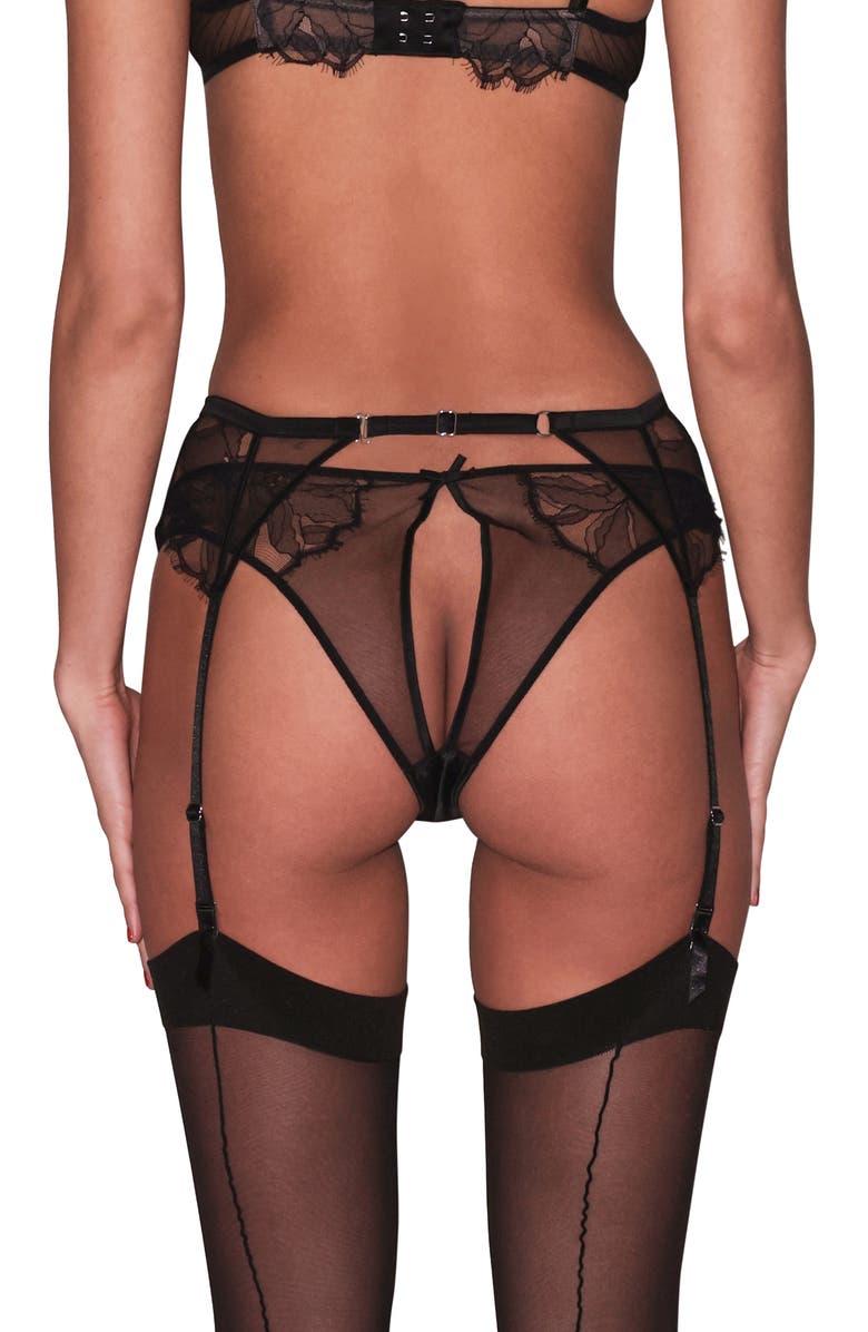 Fleur Du Mal Sophie Mesh & Lace Cheeky Briefs, Alternate, color, Black