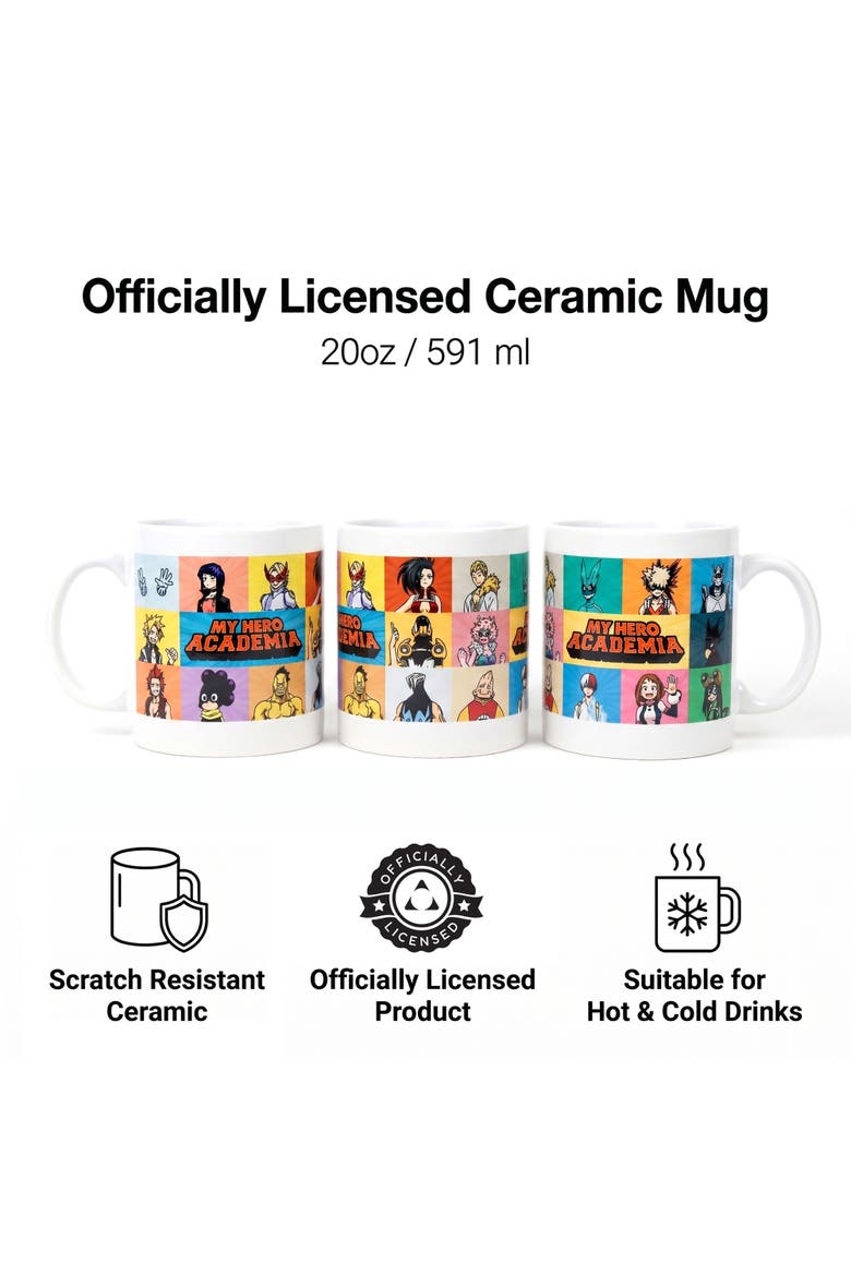 20 oz My Hero Academia Character Grid Ceramic Mug, Alternate, color, White