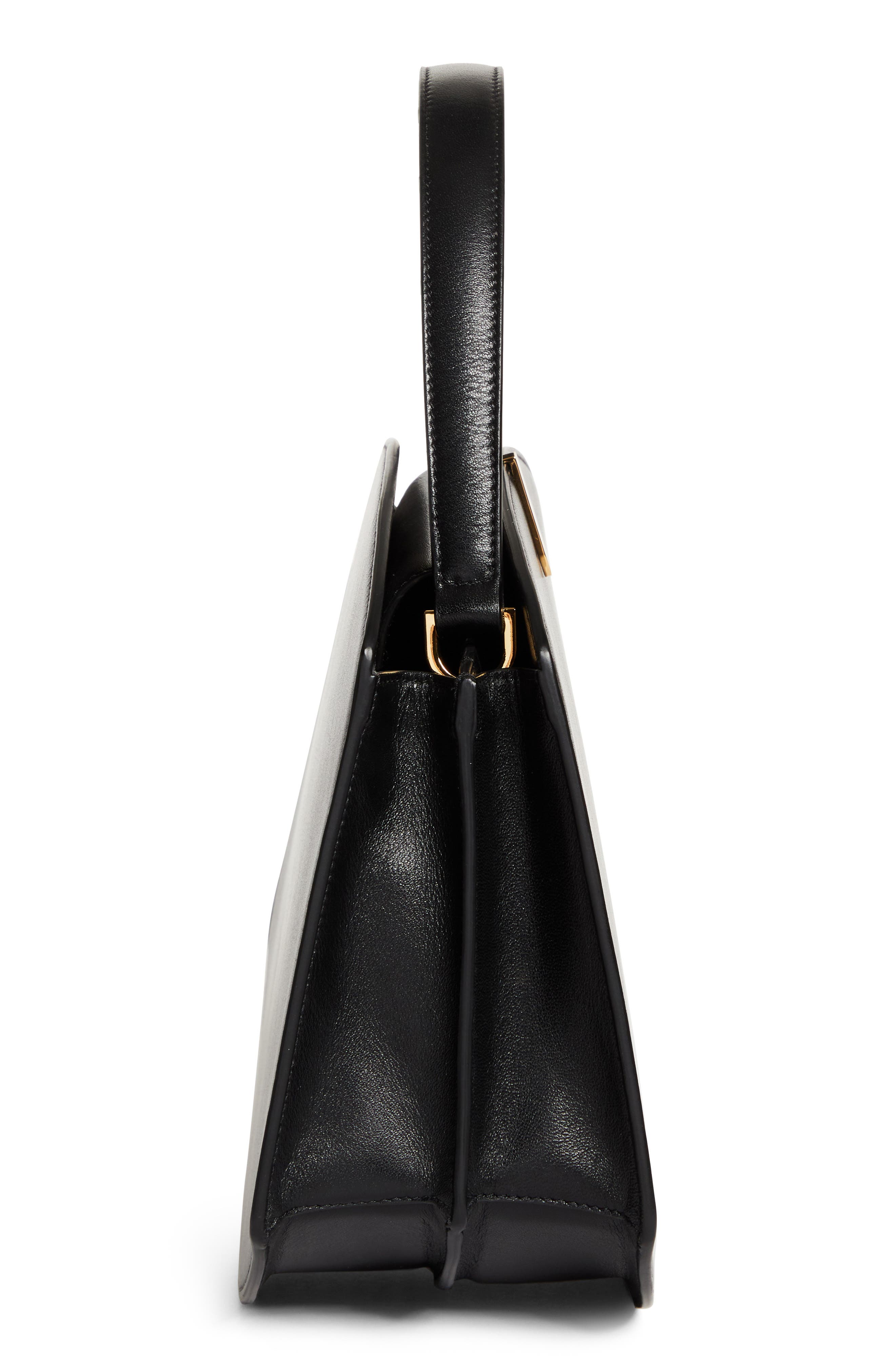 SAVETTE The Florence Leather Top Handle Bag, Alternate, color, Black