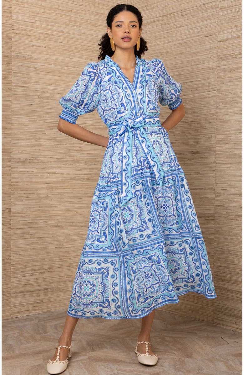 Hale Bob Bess Linen Dress, Alternate, color, Blue