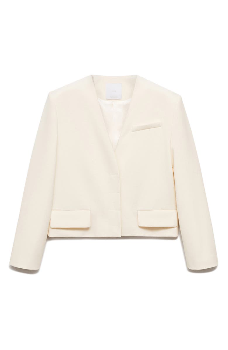 MANGO Jeanne Structured Crop Blazer, Alternate, color, Natural White