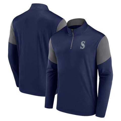Men's Fanatics Branded Navy Seattle Mariners Logo Quarter-Zip Top