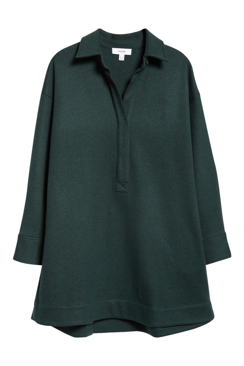 Lauren Long Sleeve Wool & Cotton Blend Minidress, Alternate, color, GREEN