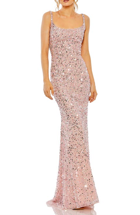 Sequined Low Back Slip Gown