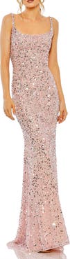Mac Duggal Sequined Low Back Slip Gown