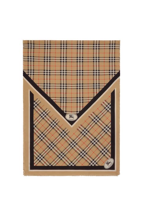 Check Knight Stamp Silk Scarf