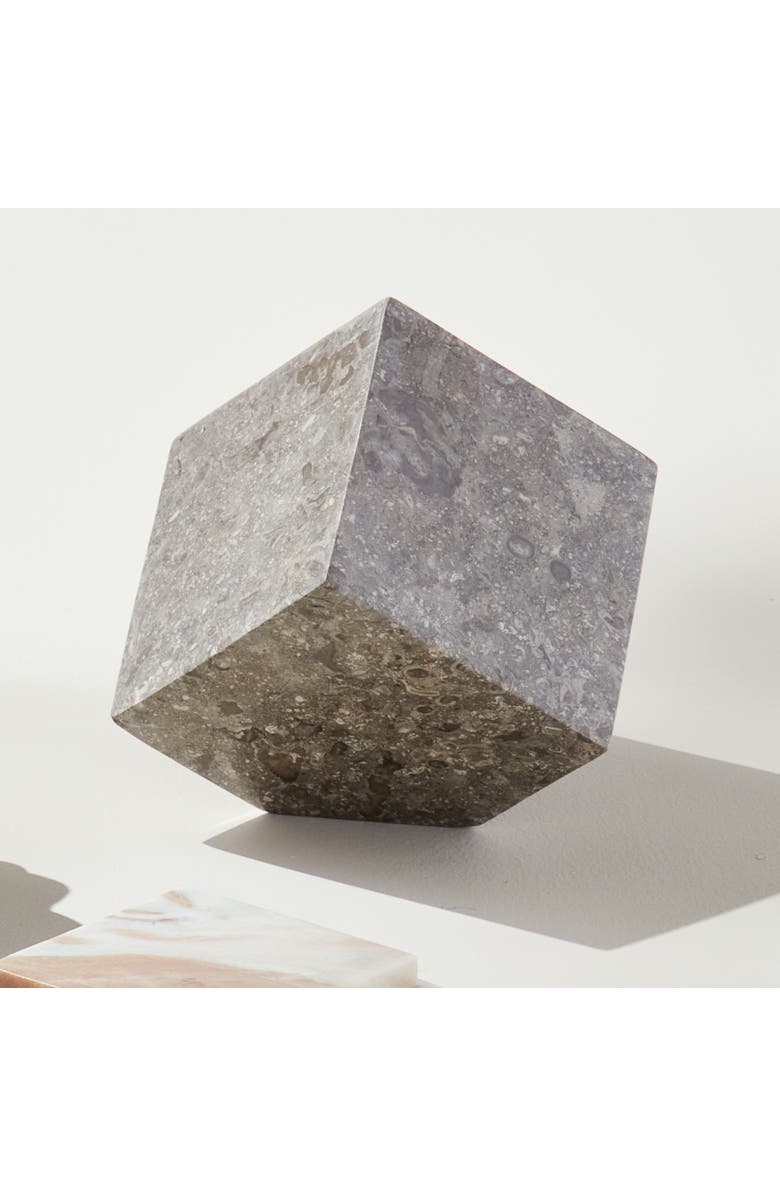 Napa Home & Garden Abstract Marble Cube Sculpture - Gray Marble Accent Piece, Alternate, color, 