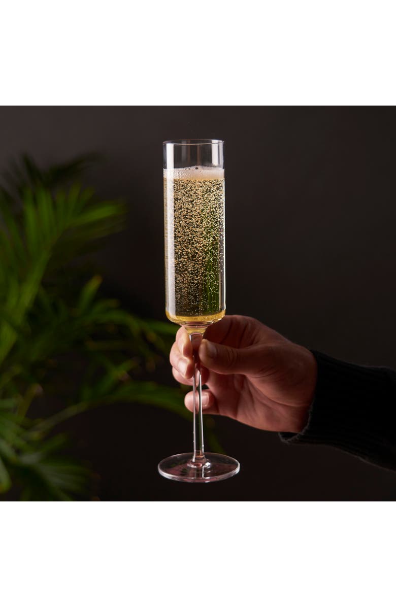 Viski Laurel Crystal Champagne Flutes Set of 2, Alternate, color, Clear