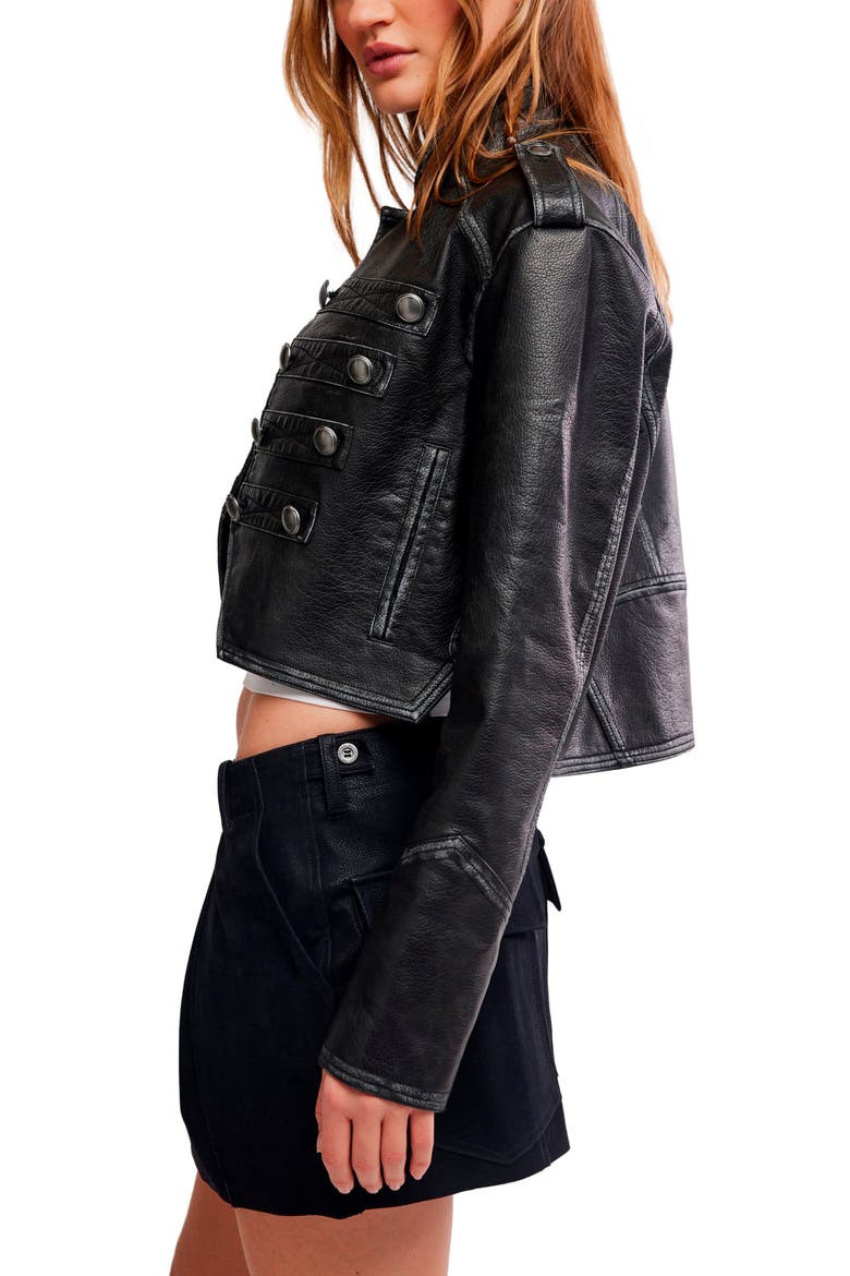 Riverfront Crop Faux Leather Jacket, Alternate, color, BLACK
