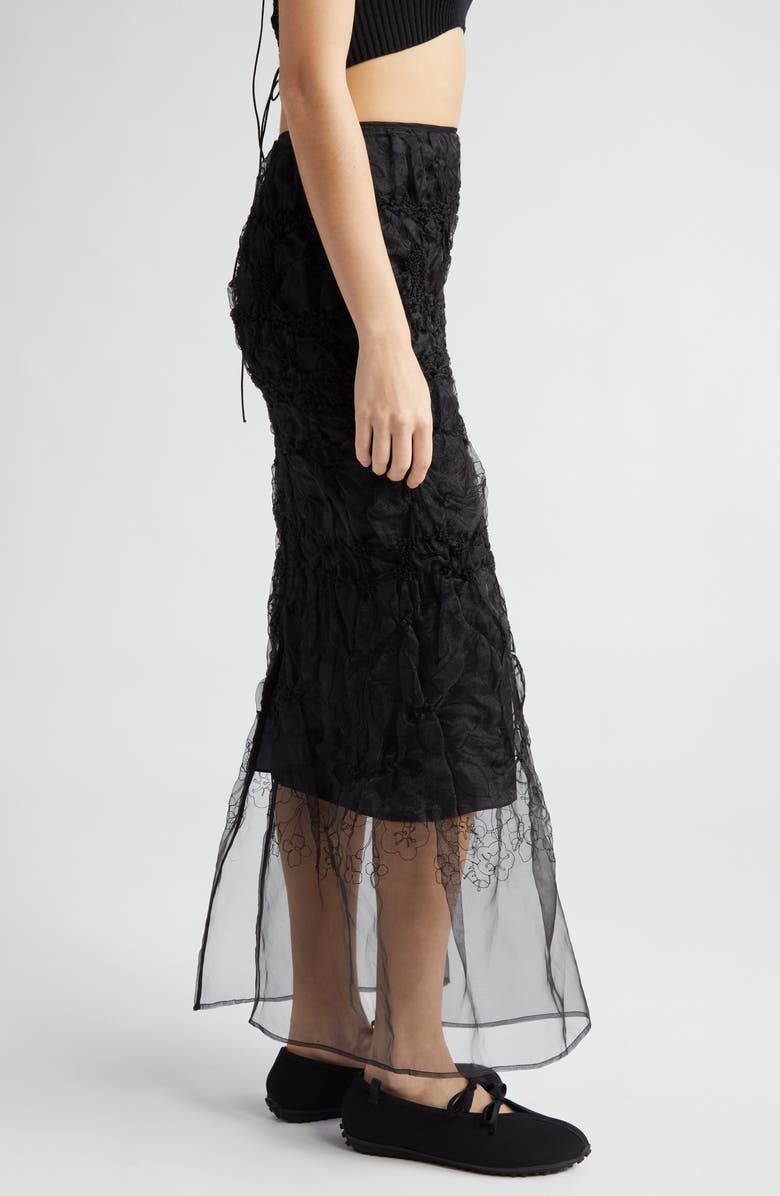 Cecilie Bahnsen Floral Embroidered Smocked Organza Skirt, Alternate, color,