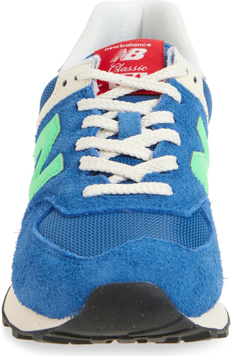 New Balance Gender Inclusive 574 Sneaker, Alternate, color, Blue Agate/ Lime Leaf