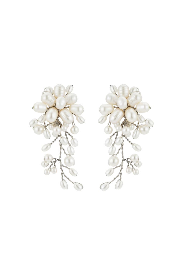Moore Freshwater Pearl Earrings, Main, color, Silver