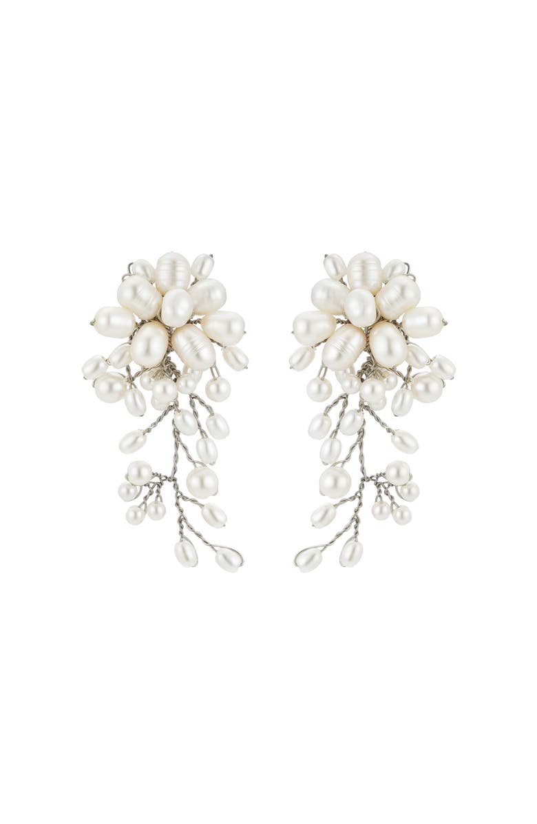 Untamed Petals Moore Freshwater Pearl Earrings, Main, color, Silver