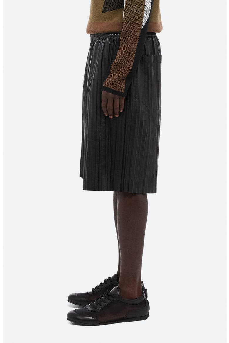 Pleated Leather Shorts, Alternate, color, BLACK - 001