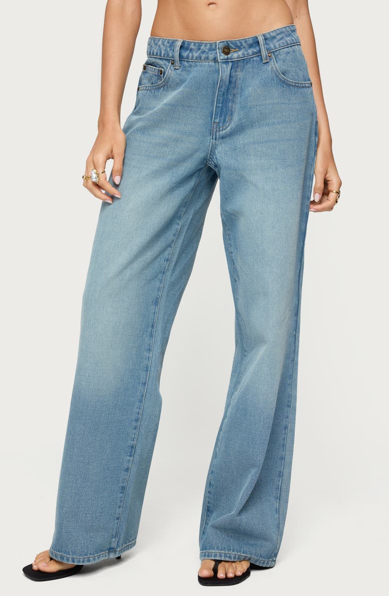 EDIKTED Raelynn Washed Wide Leg Jeans, Main, color, Tinted-Denim