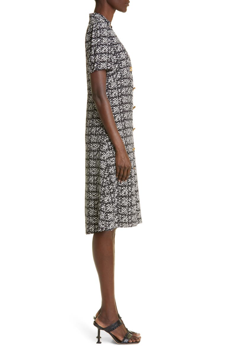 St. John Collection Jared Tweed Print Silk Shirtdress, Alternate, color, Ecru/ Black