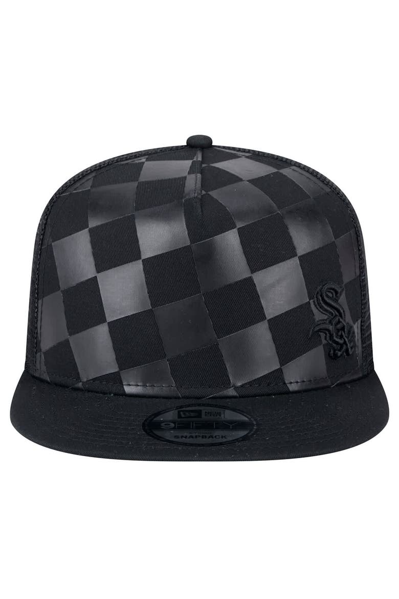 Men's New Era Black Chicago White Sox Score Check 9FIFTY A-Frame Trucker Snapback Hat, Alternate, color, Black