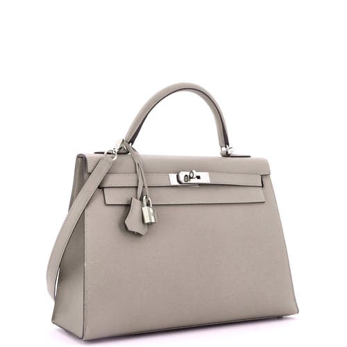 Pre-owned Hermes  Hermes Kelly Handbag Grey Epsom With Palladium Hardware 32 In Gray