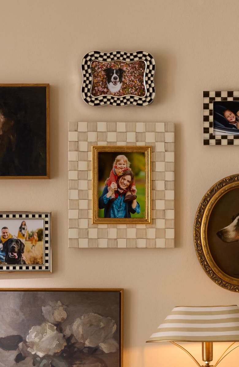 MACKENZIE CHILDS Mocha Check Enameled Steel 5 x 7-Inch Picture Frame, Alternate, color, Mocha