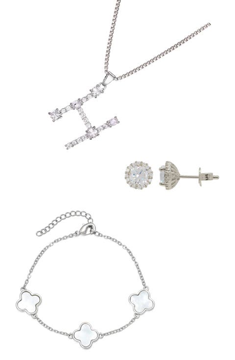 3-Piece Mixed Cubic Zirconia Initial Jewelry Set