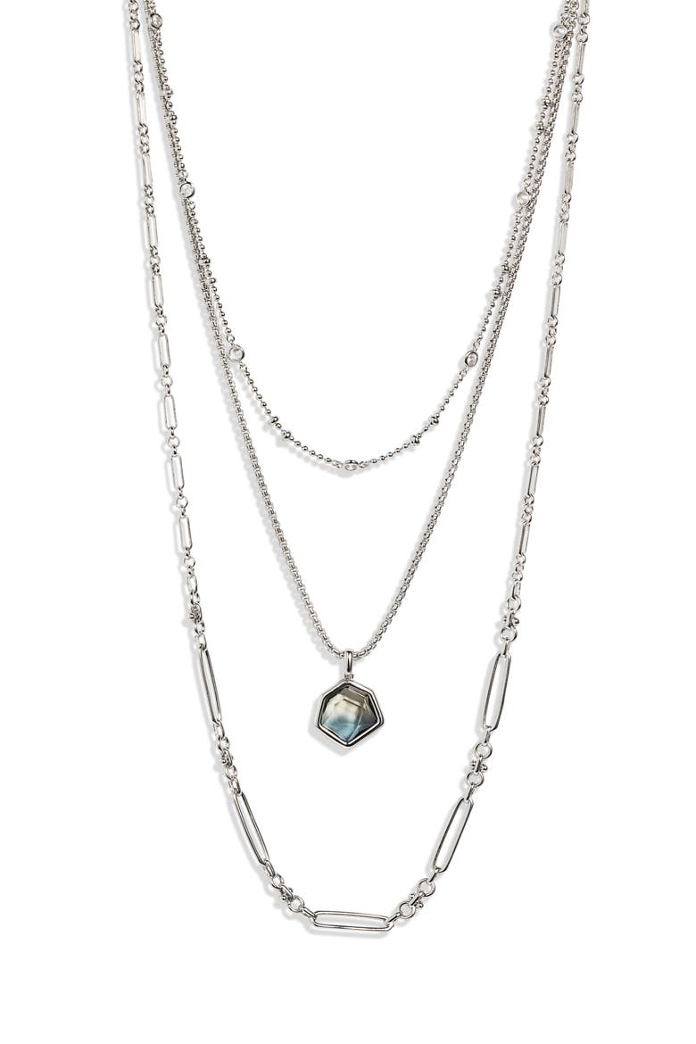 Vanessa Multistrand Necklace, Main, color, RHODIUM/ CHARCOAL GREY OMBRE