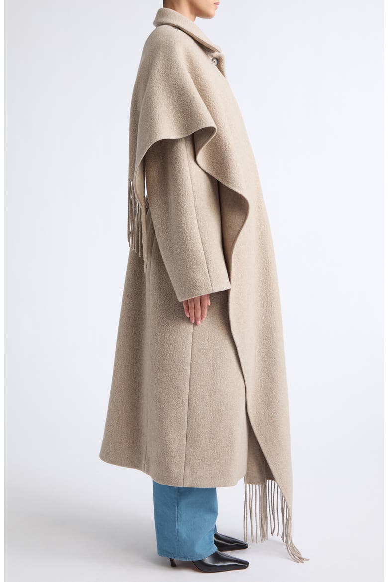Canyon Wool Blend Coat with Scarf Detail, Alternate, color, DUNE MELANGE