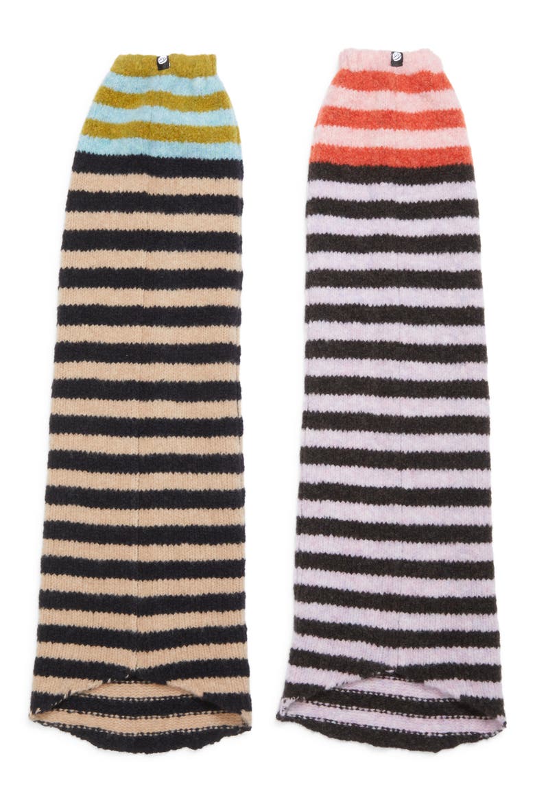 Softi Stripe Wool Blend Leg Warmers, Alternate, color, LILAC/ BEIGE