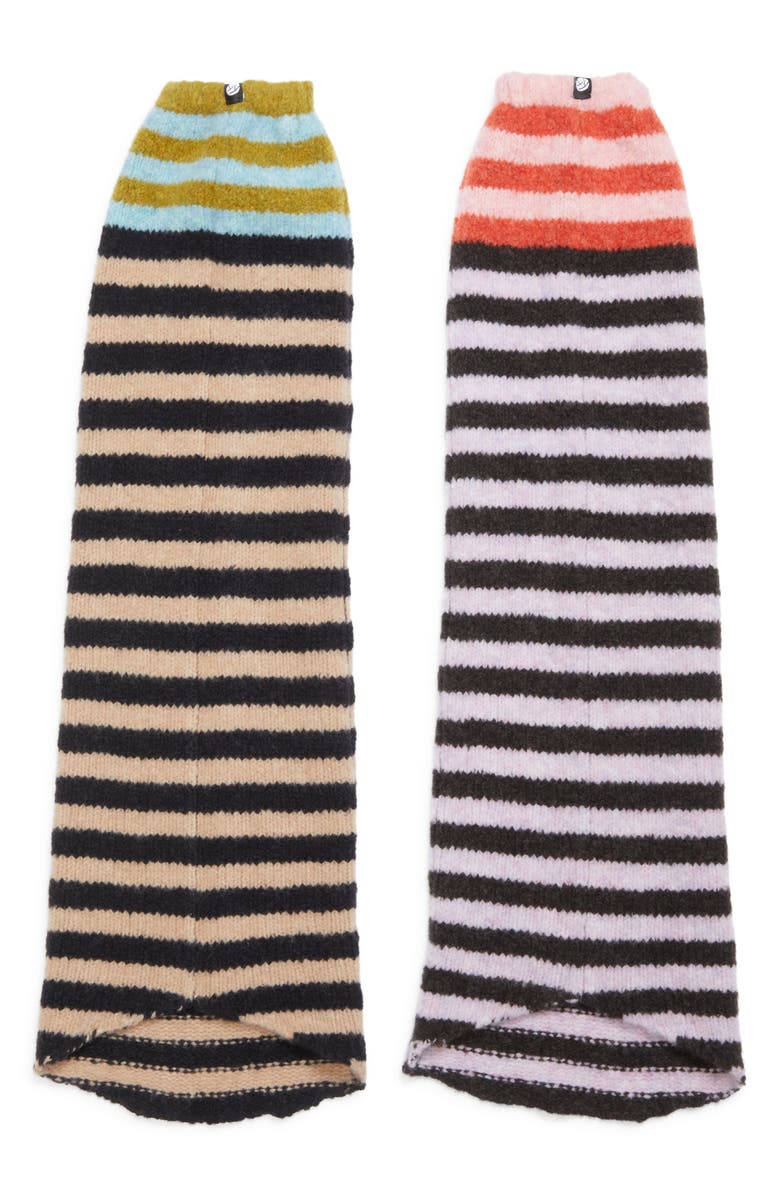 YanYan Softi Stripe Wool Blend Leg Warmers, Alternate, color, Lilac/ Beige