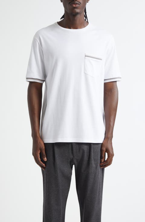 Stripe Trim Cotton Jersey T-Shirt