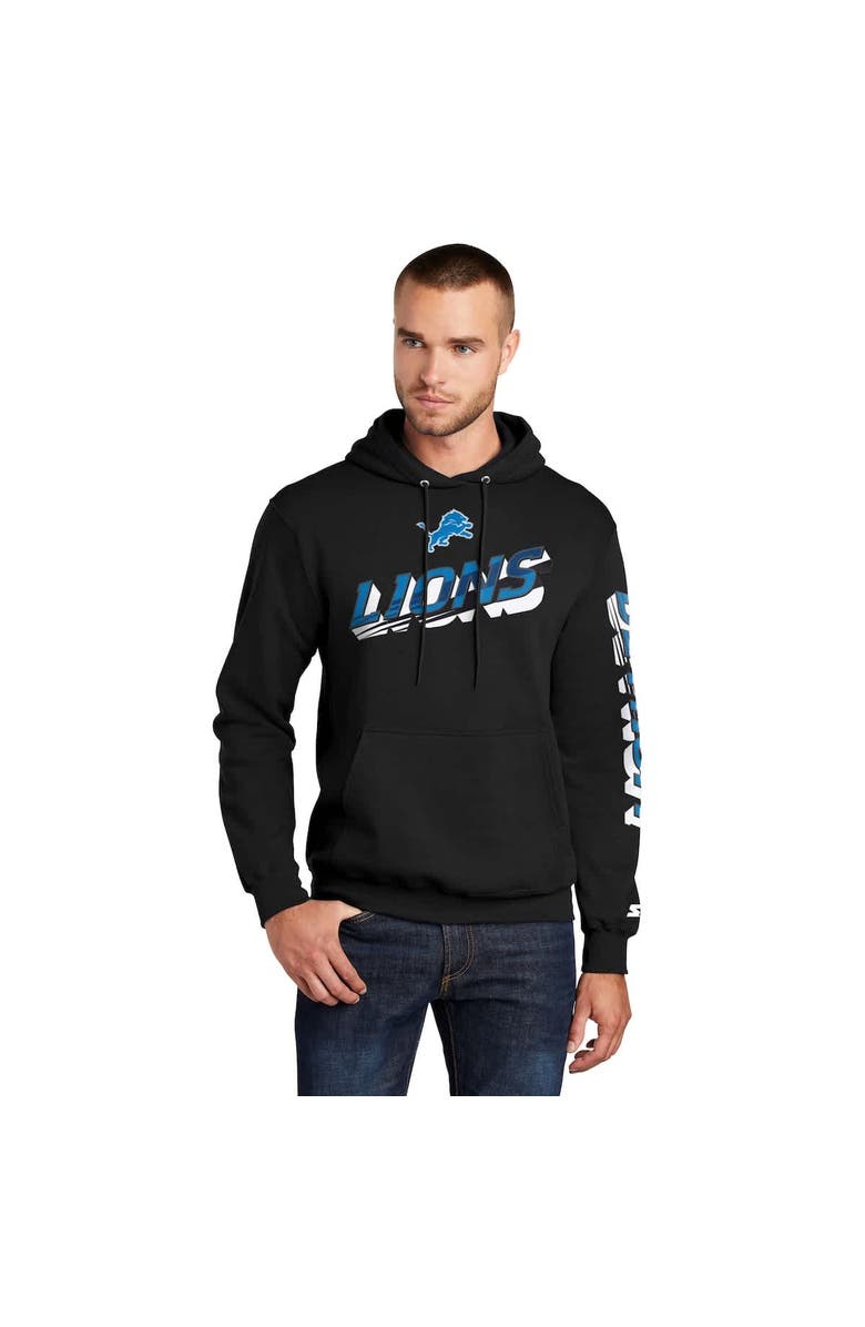 STARTER Men
s Starter Black Detroit Lions Wordmark Logo Pullover Hoodie, Main, color, Black