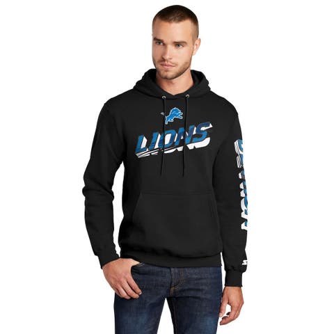 Men
s Starter Black Detroit Lions Wordmark Logo Pullover Hoodie