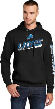 STARTER Men's Starter Black Detroit Lions Wordmark Logo Pullover Hoodie