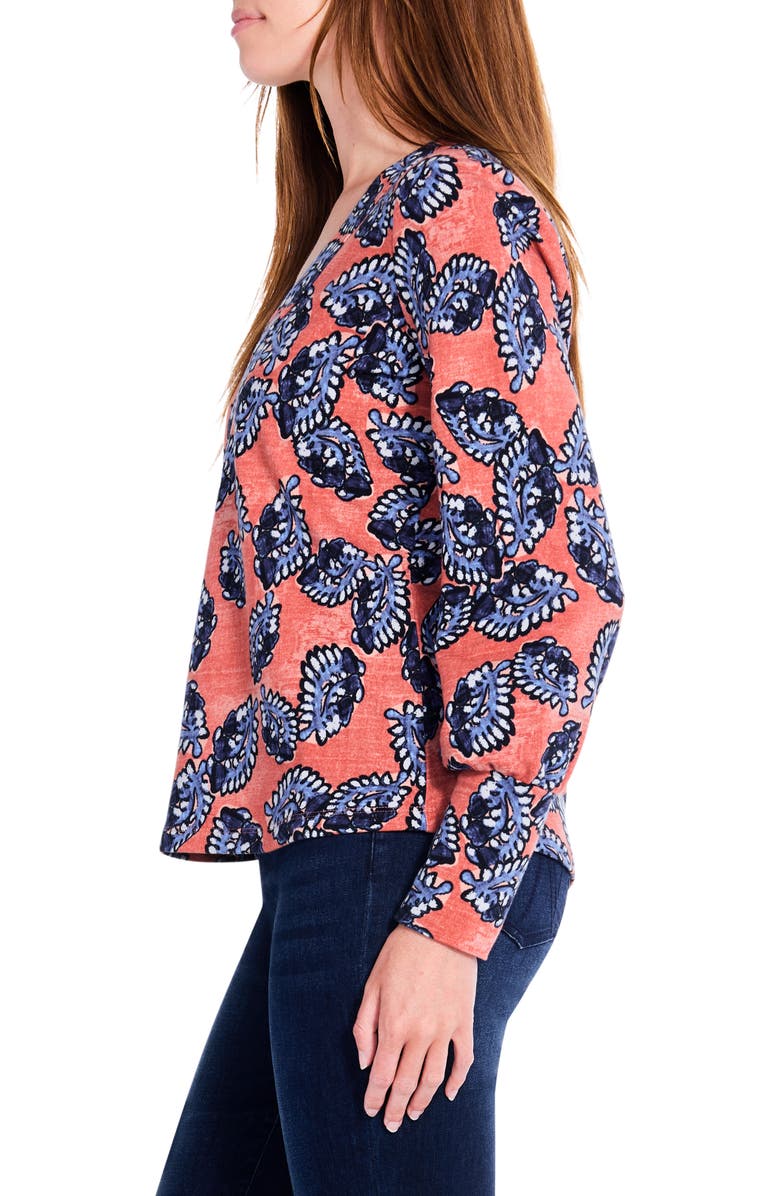 NIC+ZOE Amber Blues V-Neck Blouse, Alternate, color,