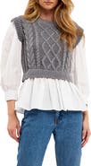 English Factory Mixed Media Cable Sweater