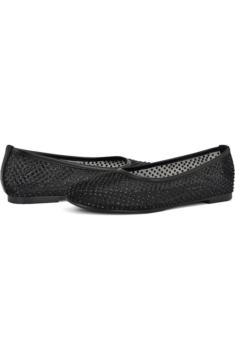 Nine West Burnne Studded Mesh Flat, Alternate, color, Black