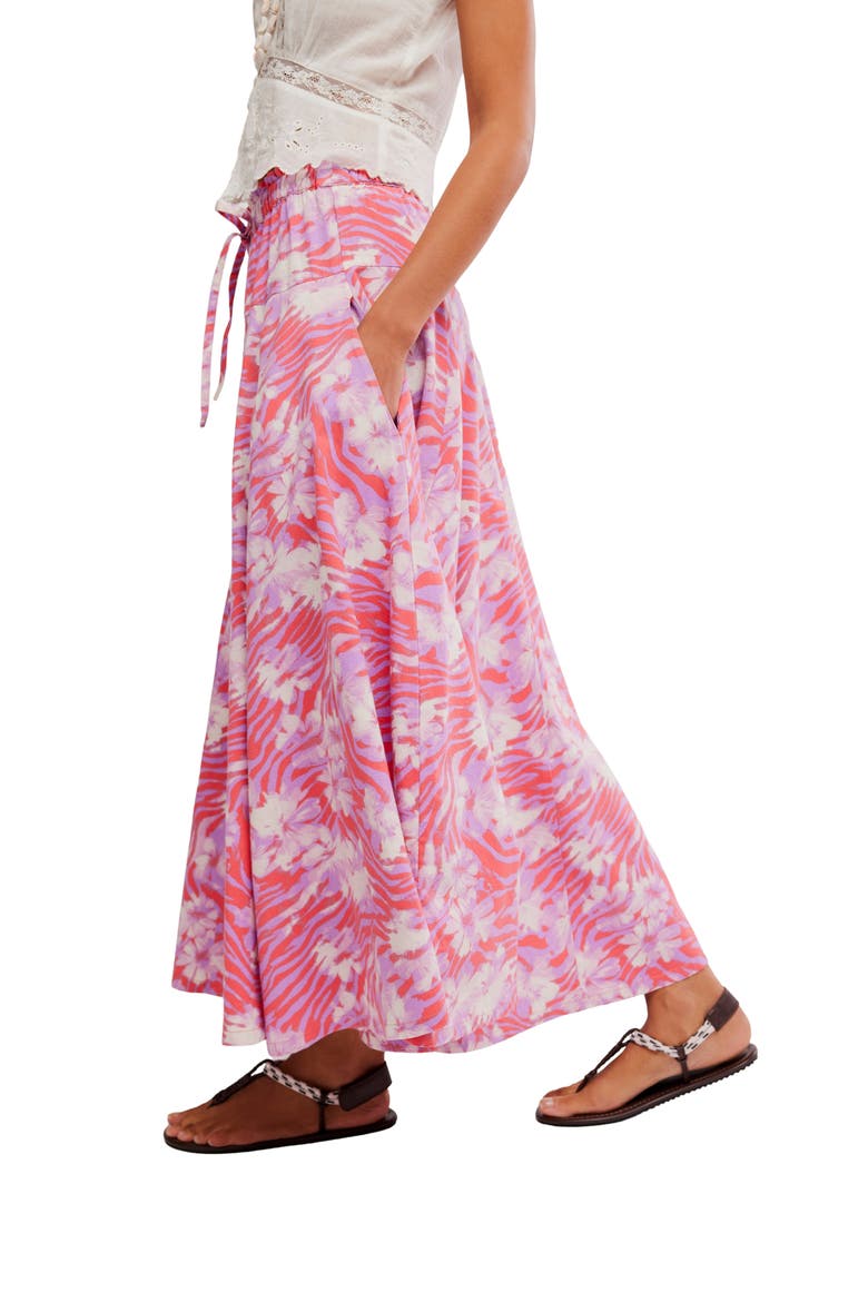 Zephyr Print Convertible Bustle Maxi Skirt, Alternate, color, CORAL COMBO