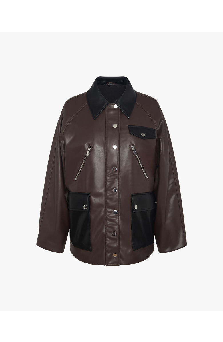 WeWoreWhat Cocoon Leather Jacket, Alternate, color, Dark Brwn/Blak