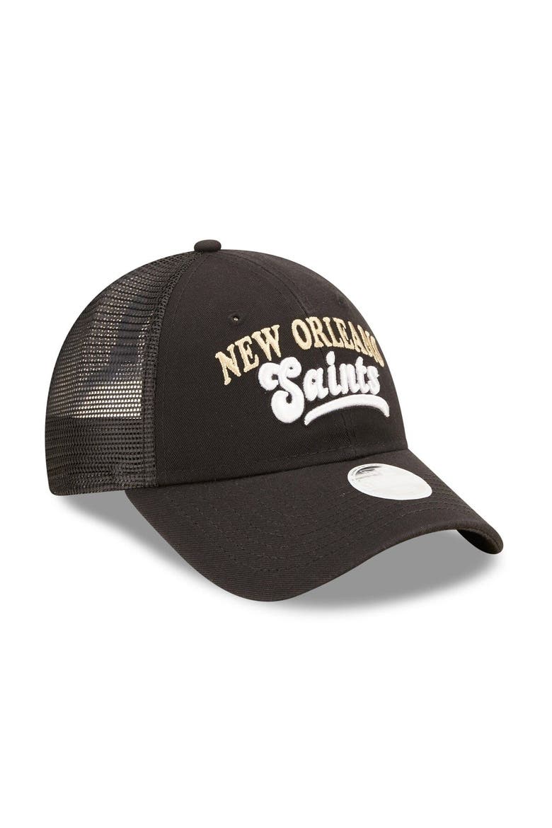 Women's New Era   Black New Orleans Saints Team Trucker 9FORTY Snapback Hat, Alternate, color, Black