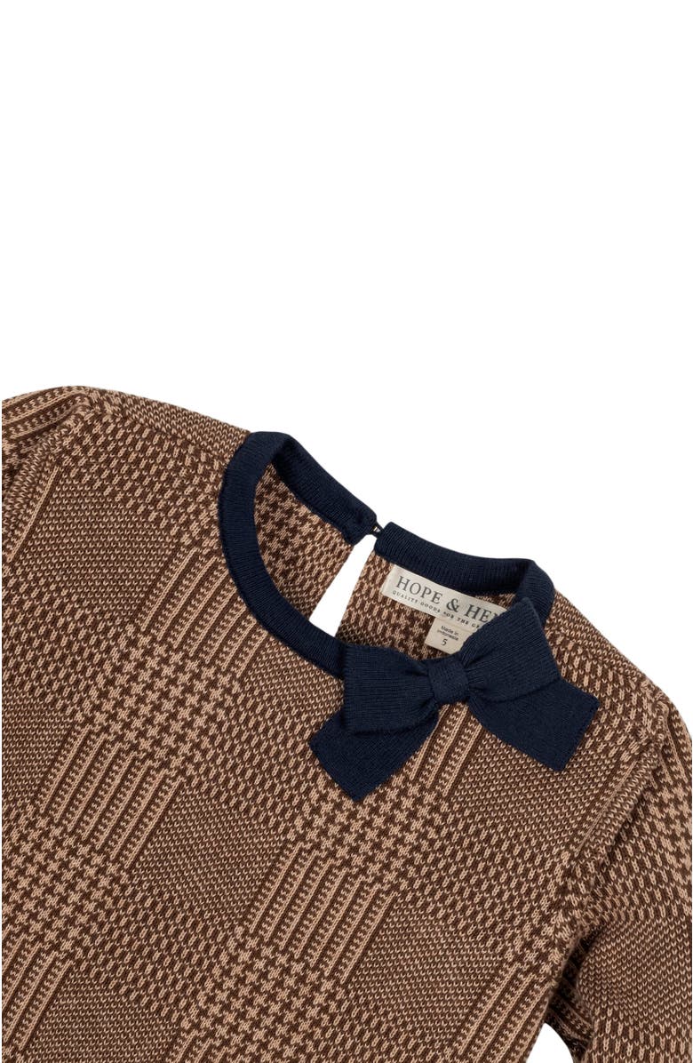 Hope & Henry Baby Girls' Organic Bow Sweater Dress, Infant, Alternate, color, Brown Glen Plaid Intarsia