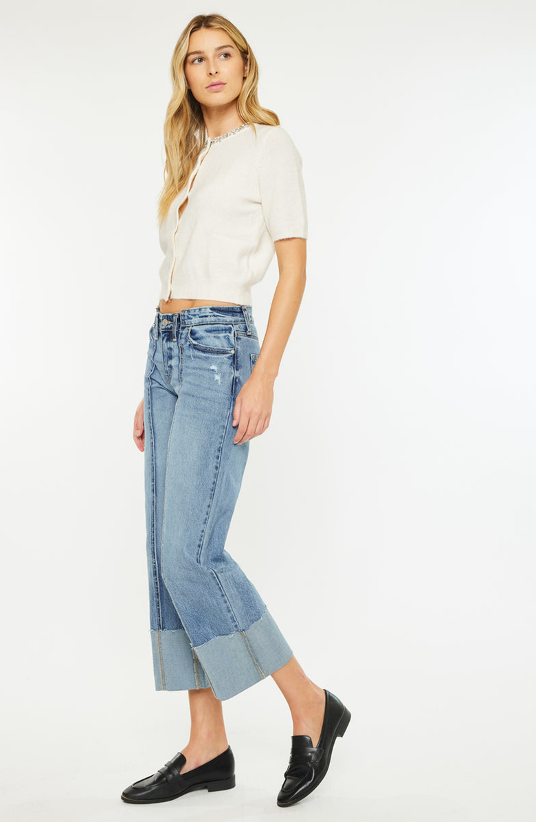 KanCan Margret Mid Rise Cropped Wide Leg Jeans, Alternate, color, Medium Wash