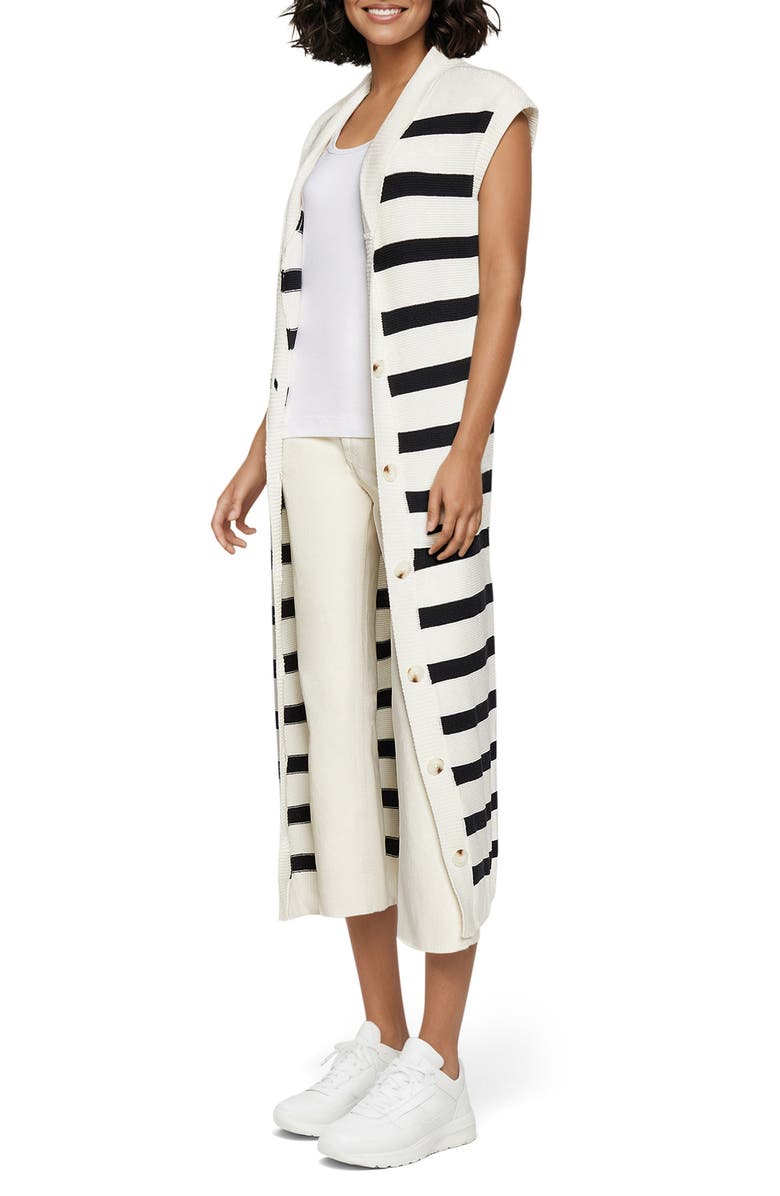 Three Dots MacKenzie Duster, Alternate, color, Sugar Swizzle/Black Stripe