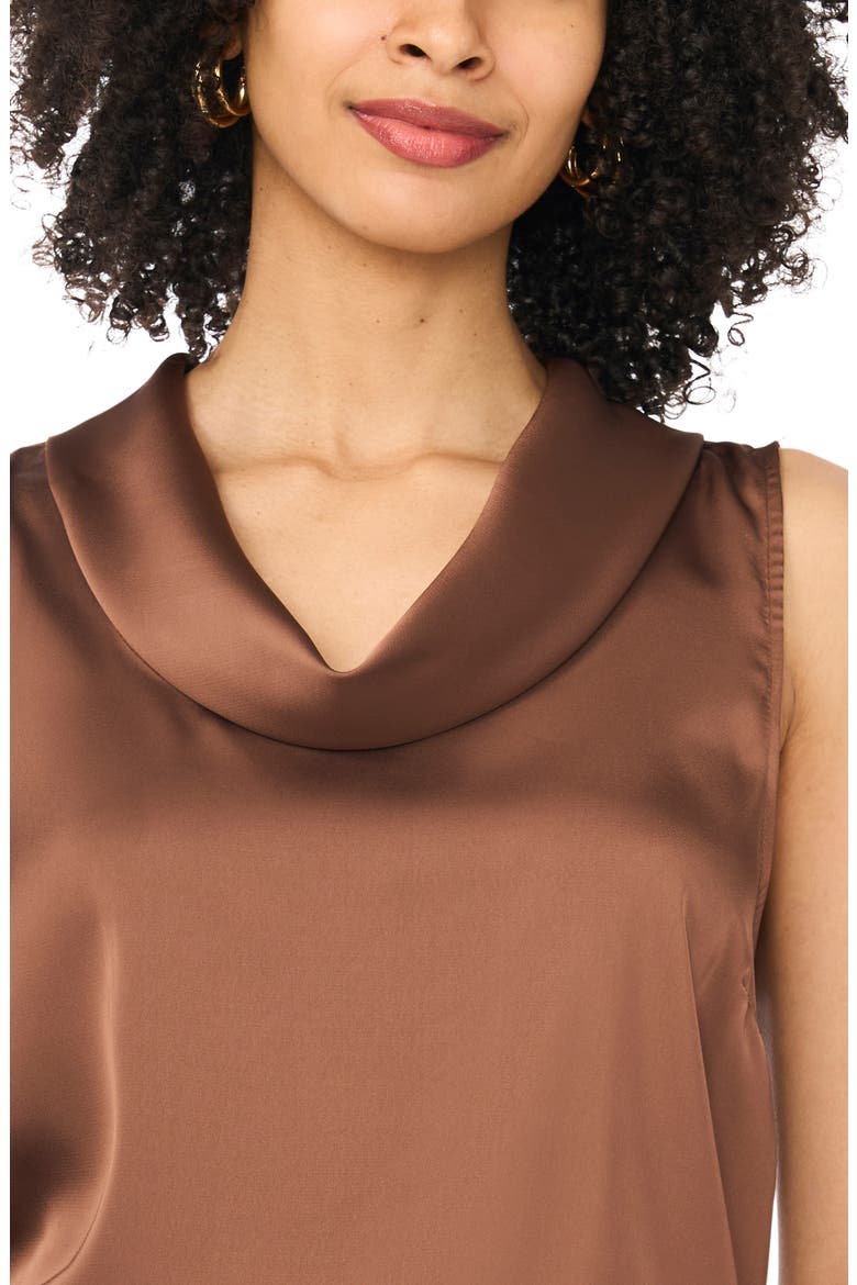 Sleeveless Cowl Neck Top, Alternate, color, COCOA