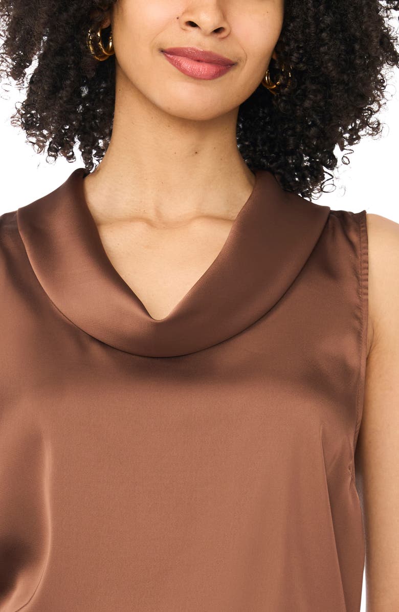 Vince Camuto Sleeveless Cowl Neck Top, Alternate, color, Cocoa